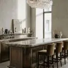 84 poliedri Murano chandelier hanging in a bar