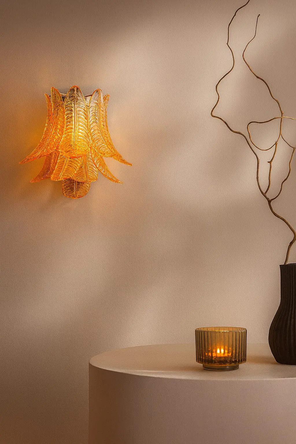 3379 - murano wall lamp felci amber 3379 - murano wall lamp felci amber