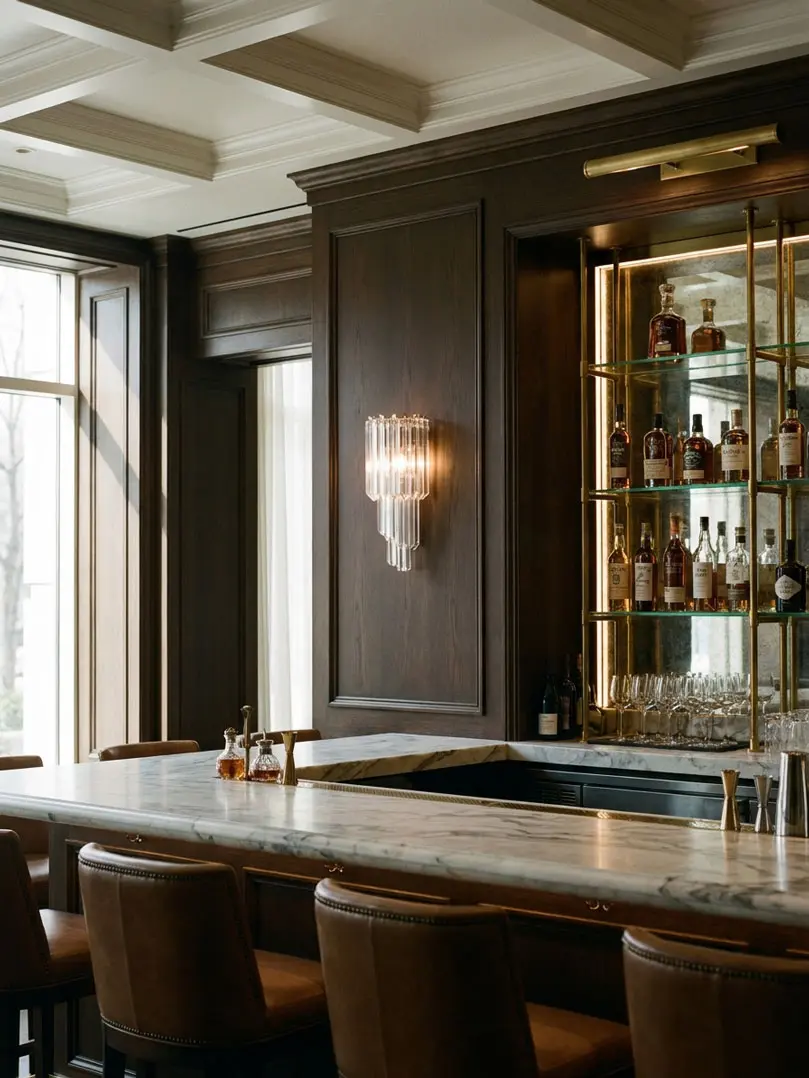 Murano_Wall_lamp_Spiral_Transparent Murano wall sconces hanging in a bar
