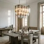 62 Murano glass tube chandelier hanging in a diningroom