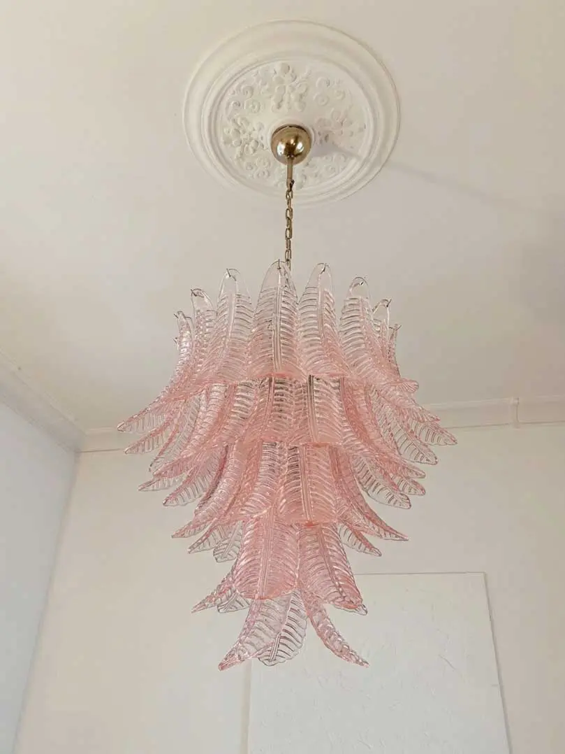Murano lysekrone 52 blade Rosa