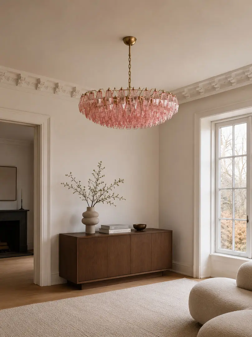 Murano Lysekrone  Poliedri  185 glas  Rosa