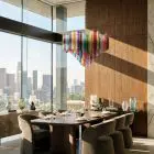 200 multi color Murano prism hanging in a diningroom