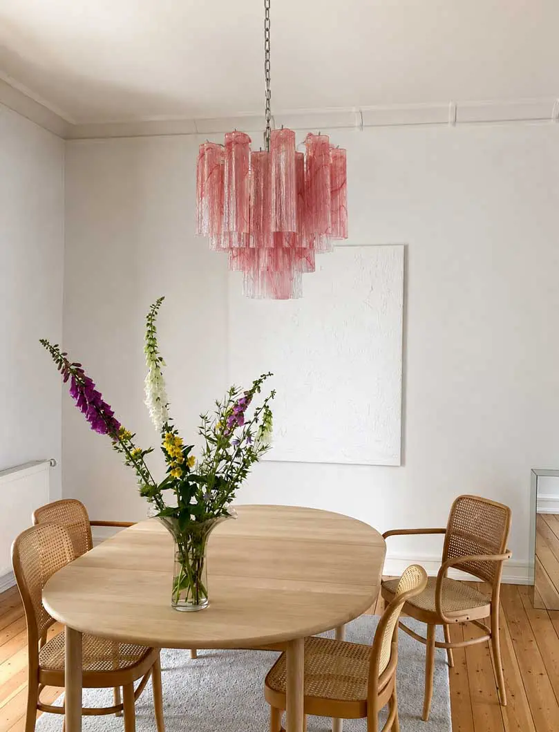Murano Lysekrone 36 tuber Alabaster Rosa
