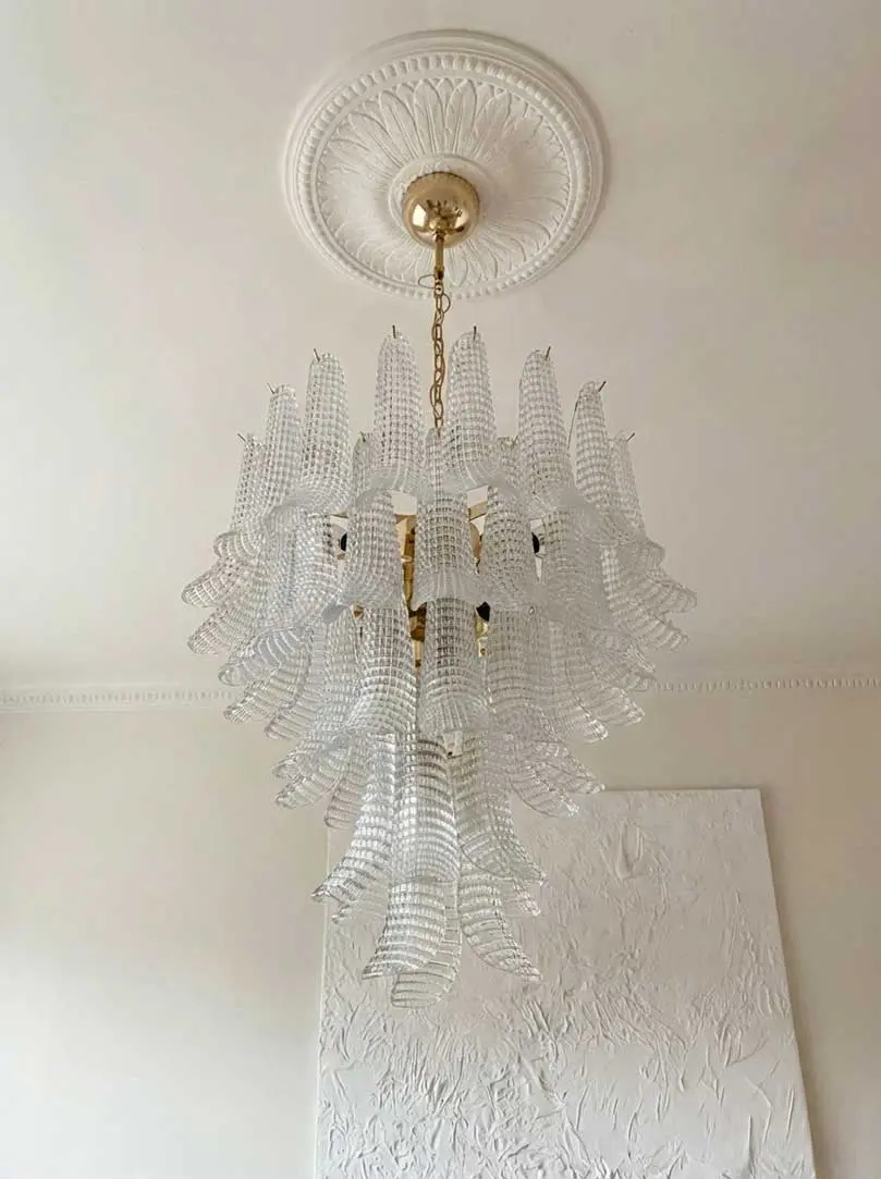 Murano Lysekrone – 52 Kronblade – Curvi - Klar