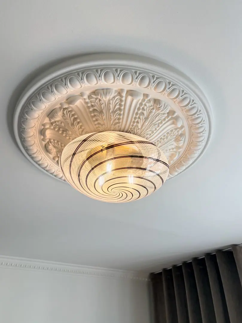 Vintage Murano Swirl Plafond Sort 39 cm