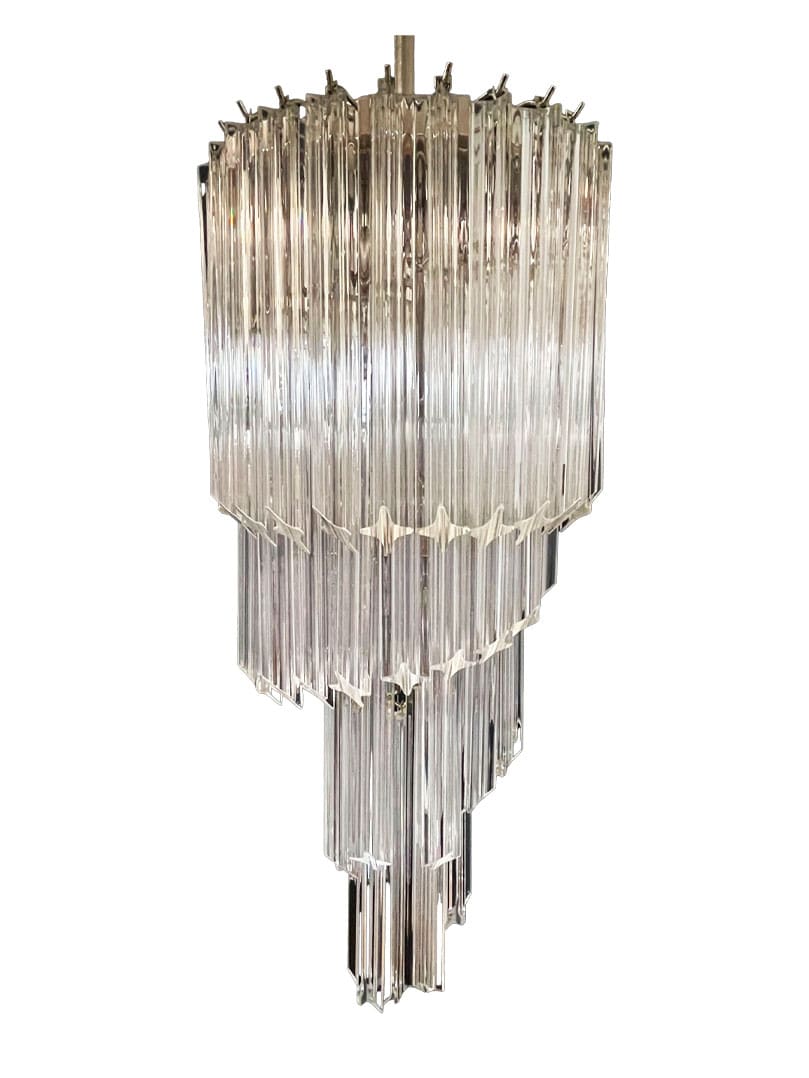 Billede af Murano lysekrone - Spiral - 54 prismer - Klar Krom blank