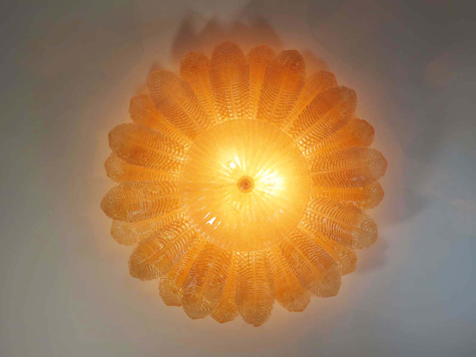 Sjælden Barovier Blomstertakslampe - Murano Art Glas - gyldent pulver.