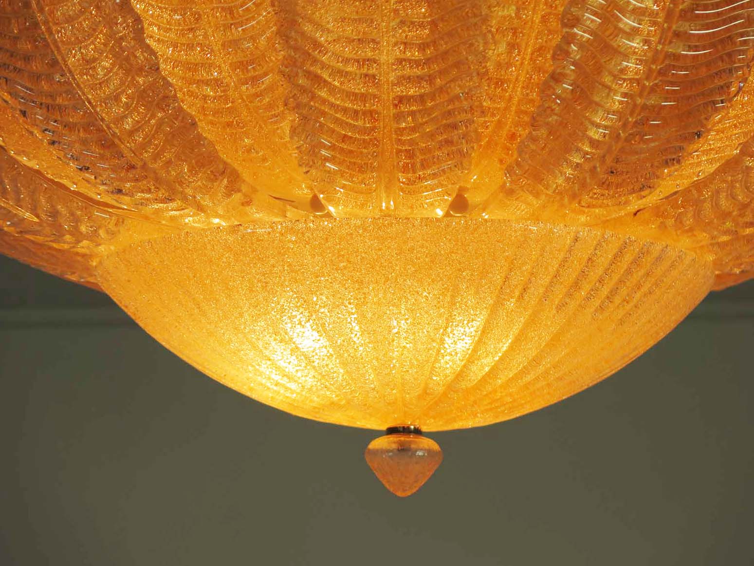 Sjælden Barovier Blomstertakslampe - Murano Art Glas - gyldent pulver.