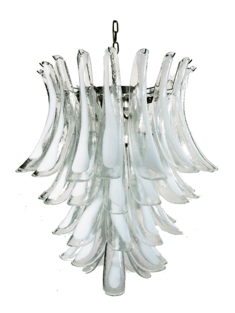 murano lysekrone 78 kronblade klar hvid