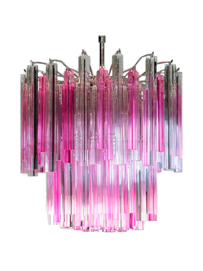 Murano lysekrone 107 pink og klare prismer