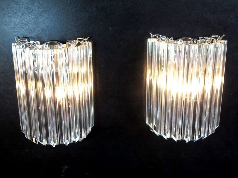 murano væglampe i klare krystal prismer