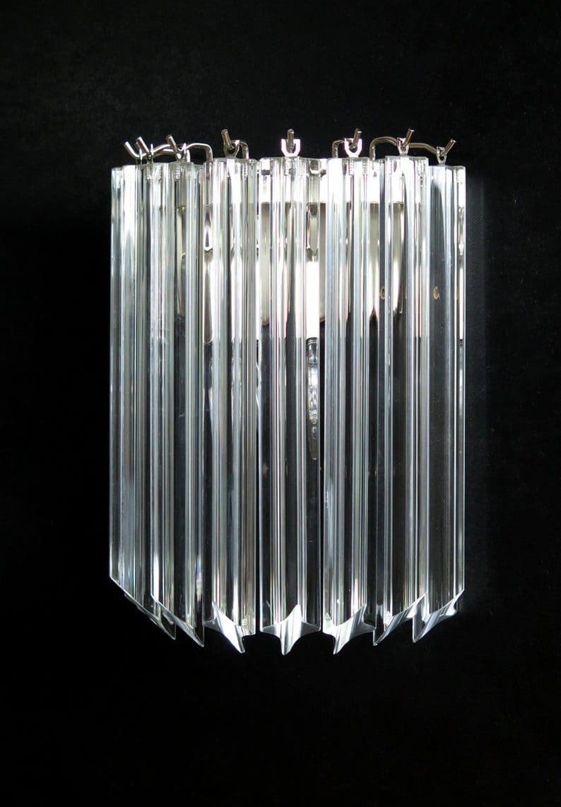 murano væglampe i klare krystal prismer