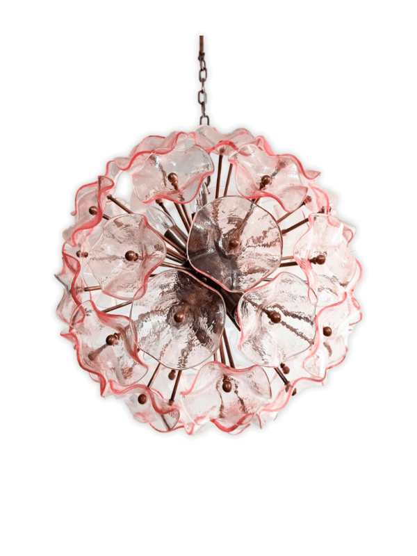 Murano lysekrone rosa poppy