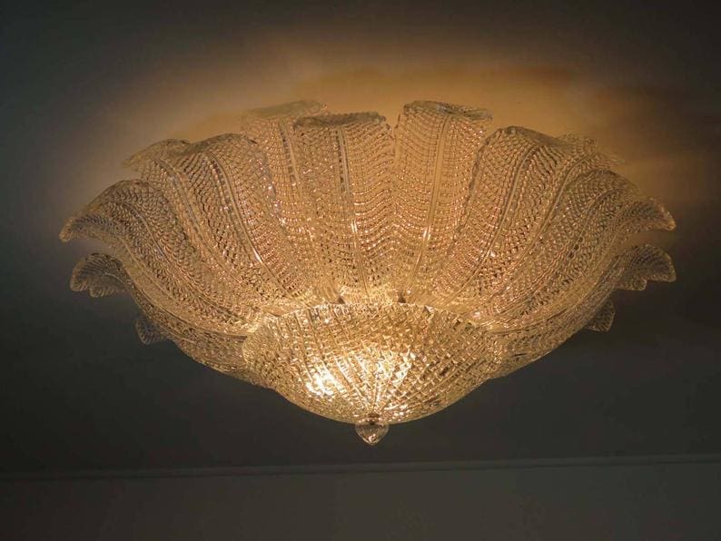 smuk murano loftslampe i klart glas