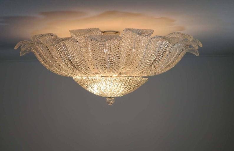 smuk murano loftslampe i klart glas