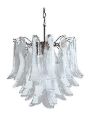 Murano lysekrone hvide blade kristallkrona