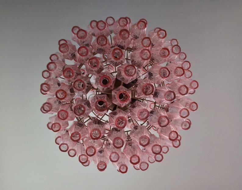 rosa poliedri murano lysekrone