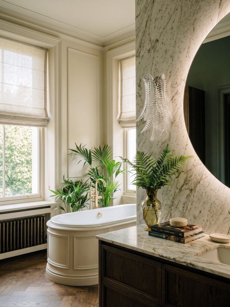 6 felci transparent sconce hanging in bathroom