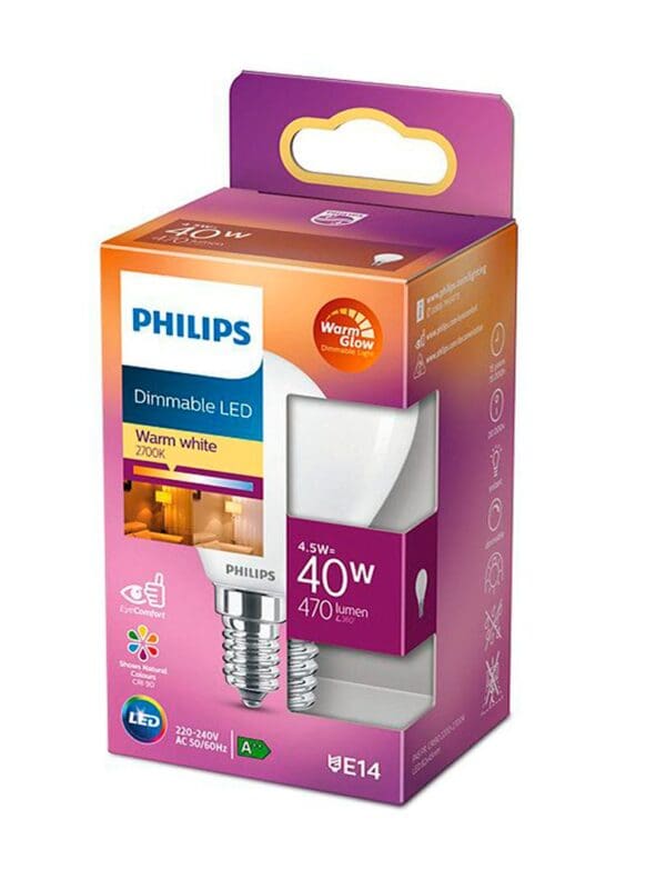 pære philps dimmable E14 krone
