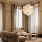 140 transparent poliedri Murano chandelier