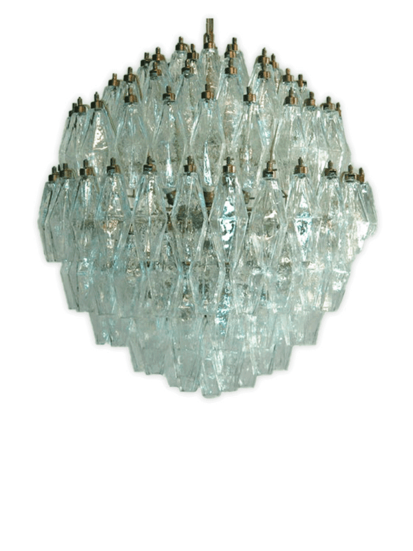 Murano lysekrone klar poliedri 140 glas
