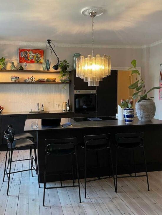 Murano lysekrone – Tube – Røgfarvet – 36 tuber
