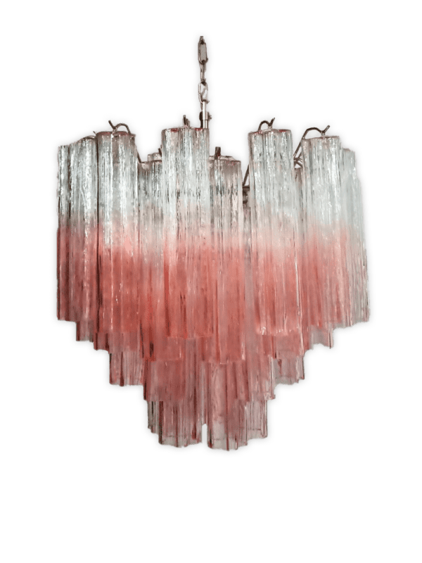 Murano lysekrone rosa tuber kristallkrona