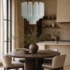 36 opal Murano chandelier hanging in kitchen