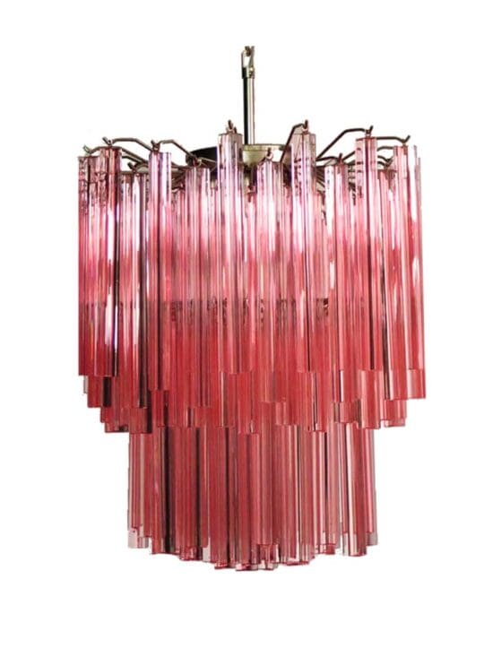 Murano Lysekrone – 107 prismer – Rosa