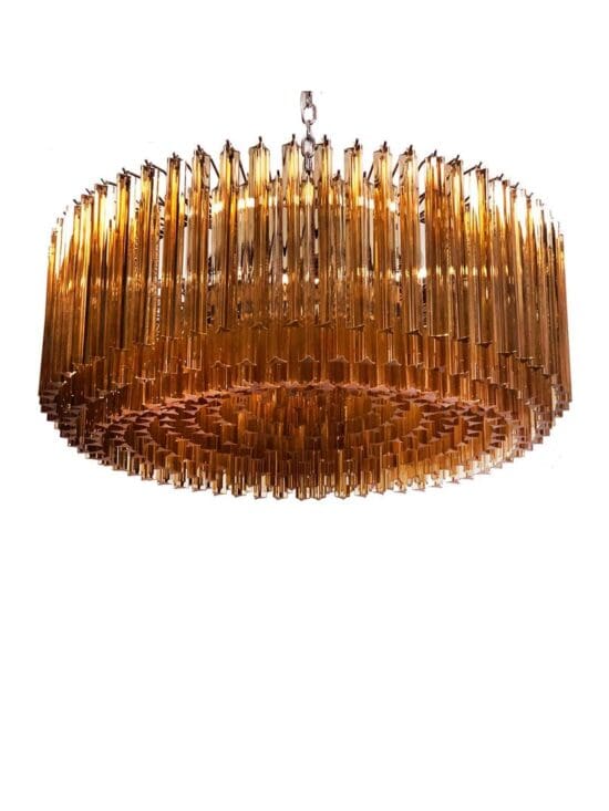 Murano Lysekrone – Triedri Rund – 391 prismer – Rav