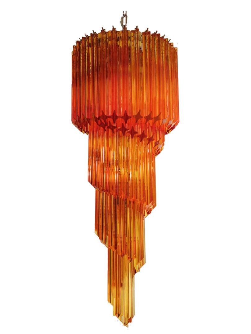 Billede af Murano lysekrone - Spiral - 86 prismer - Rav Mat guld patineret