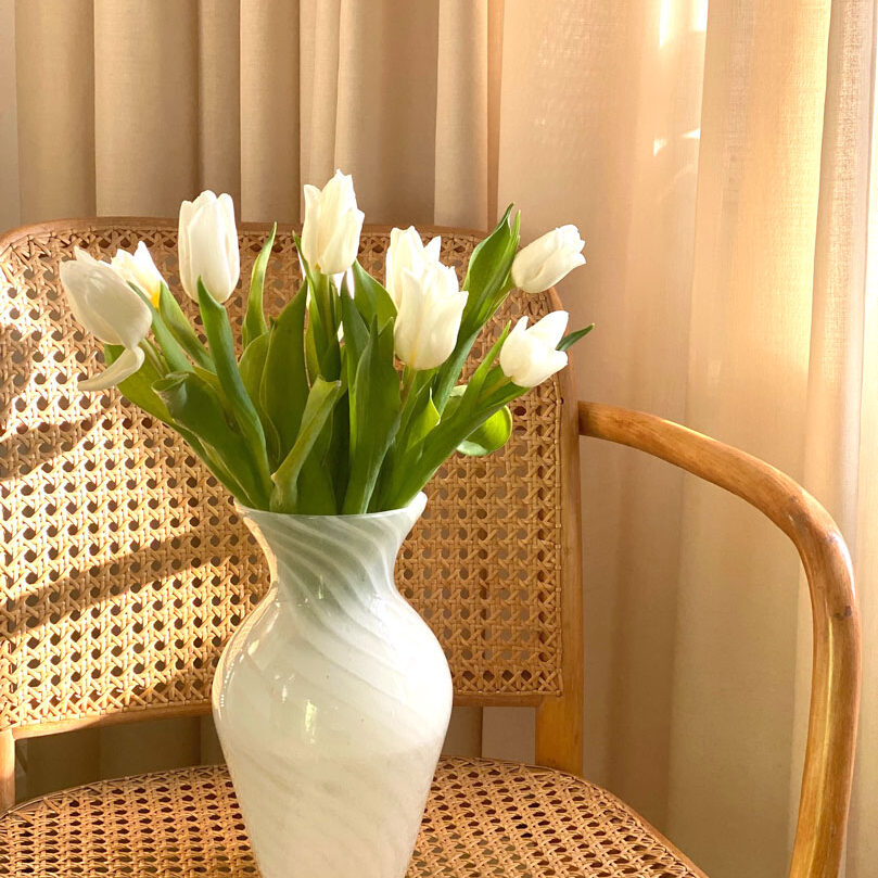 Vintage murano vase hvid swirl glasvase
