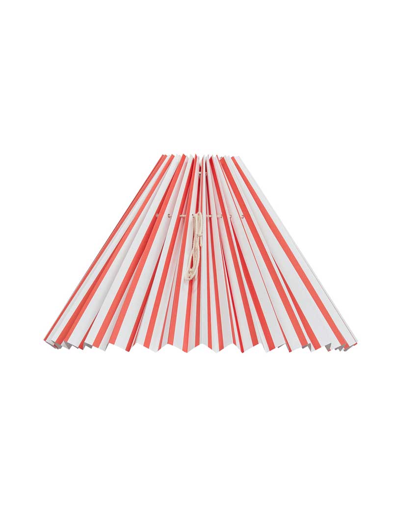 Pink Rose - Lampeskærm - Plisseret - Hvid med røde striber 20 cm