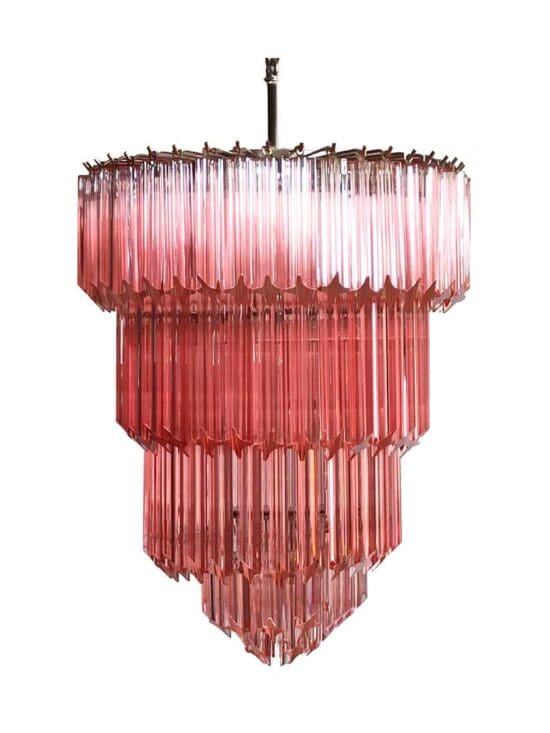 Murano Lysekrone – 112 prismer – Rosa