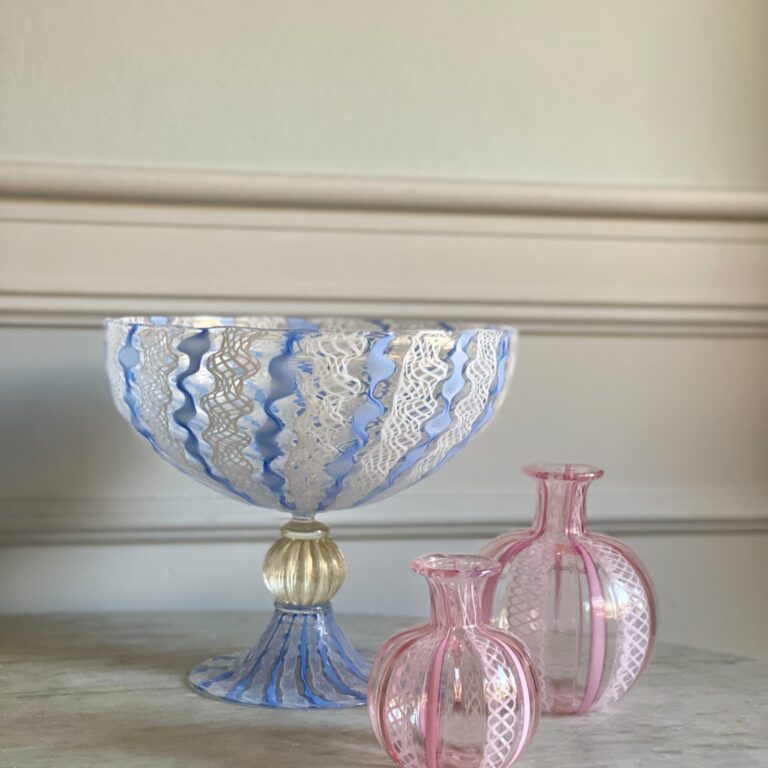 Vintage - Pink - Murano - Latticino - Vaser