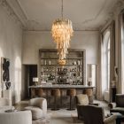 83 lattimo amber petals chandelier haning in a bar