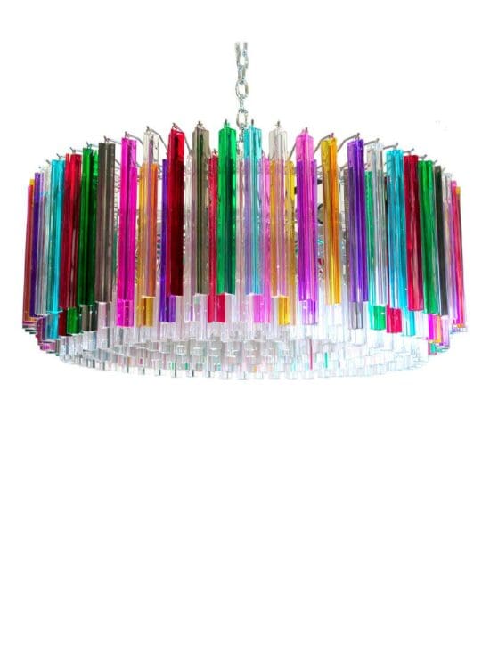 Murano Lysekrone – Triedri Rund – 391 prismer – Multi/Klar