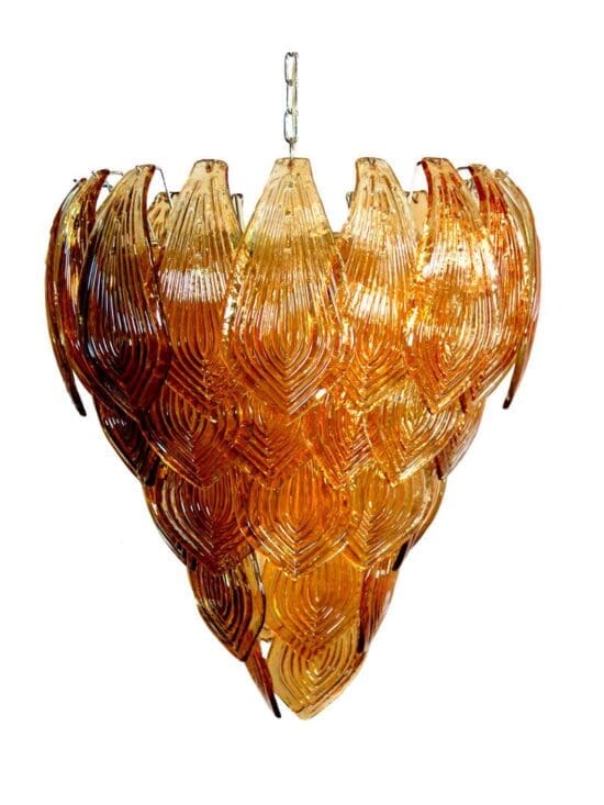 Murano Lysekrone – 52 Felci glasblade -Rav