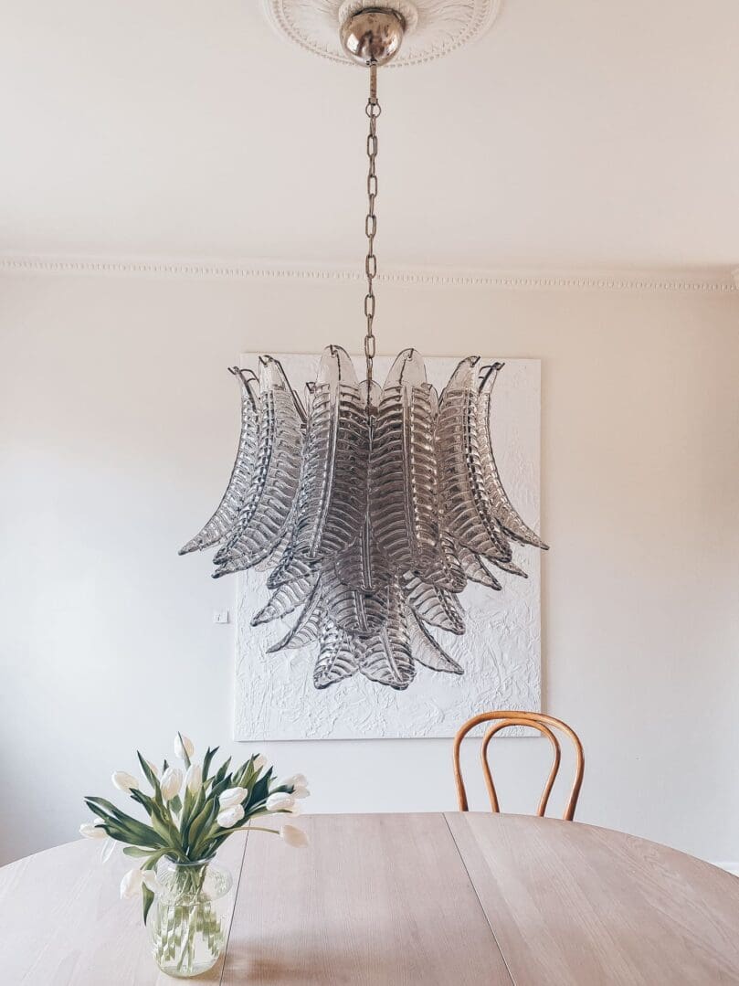 Murano lysekrone – 36 glasblade – Røgfarvet