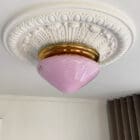 Vintage murano plafond pink swirl brass-18