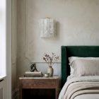 5 tube white alabaster hanging in bedroom