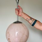 Art Deco Marbled Glass Hallway Pendant - Pink - cherry vintage interior-3