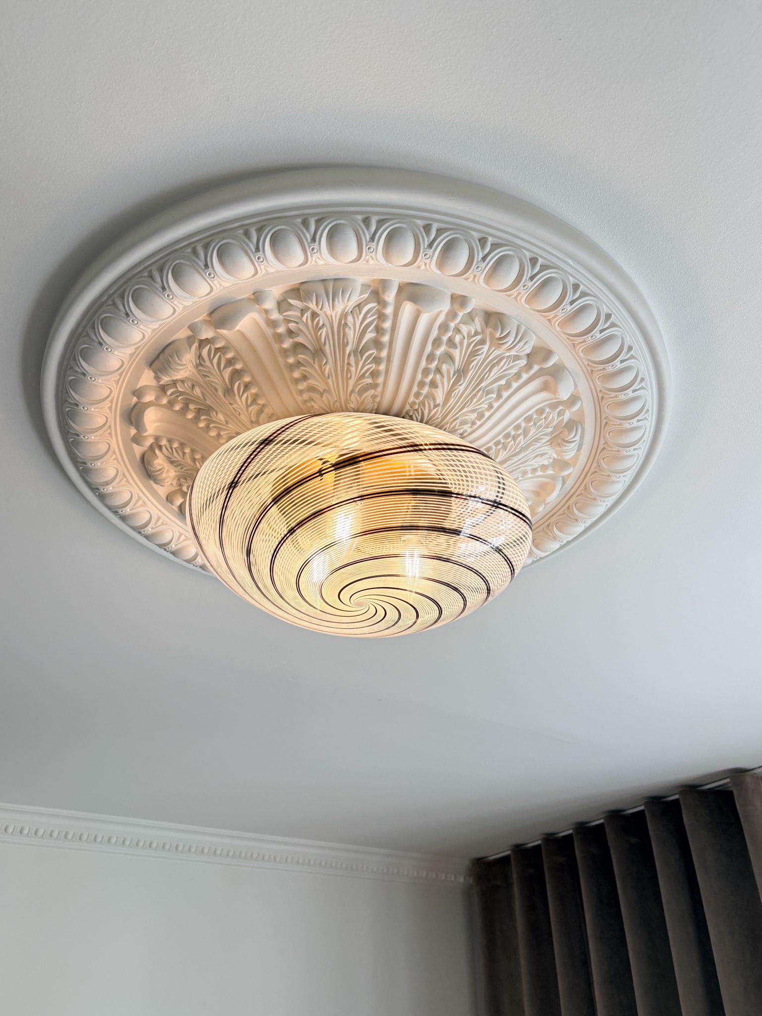 Vintage Murano Swirl Plafond Sort 39 cm